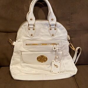 Emma Fox White Satchel with Gold Hardware